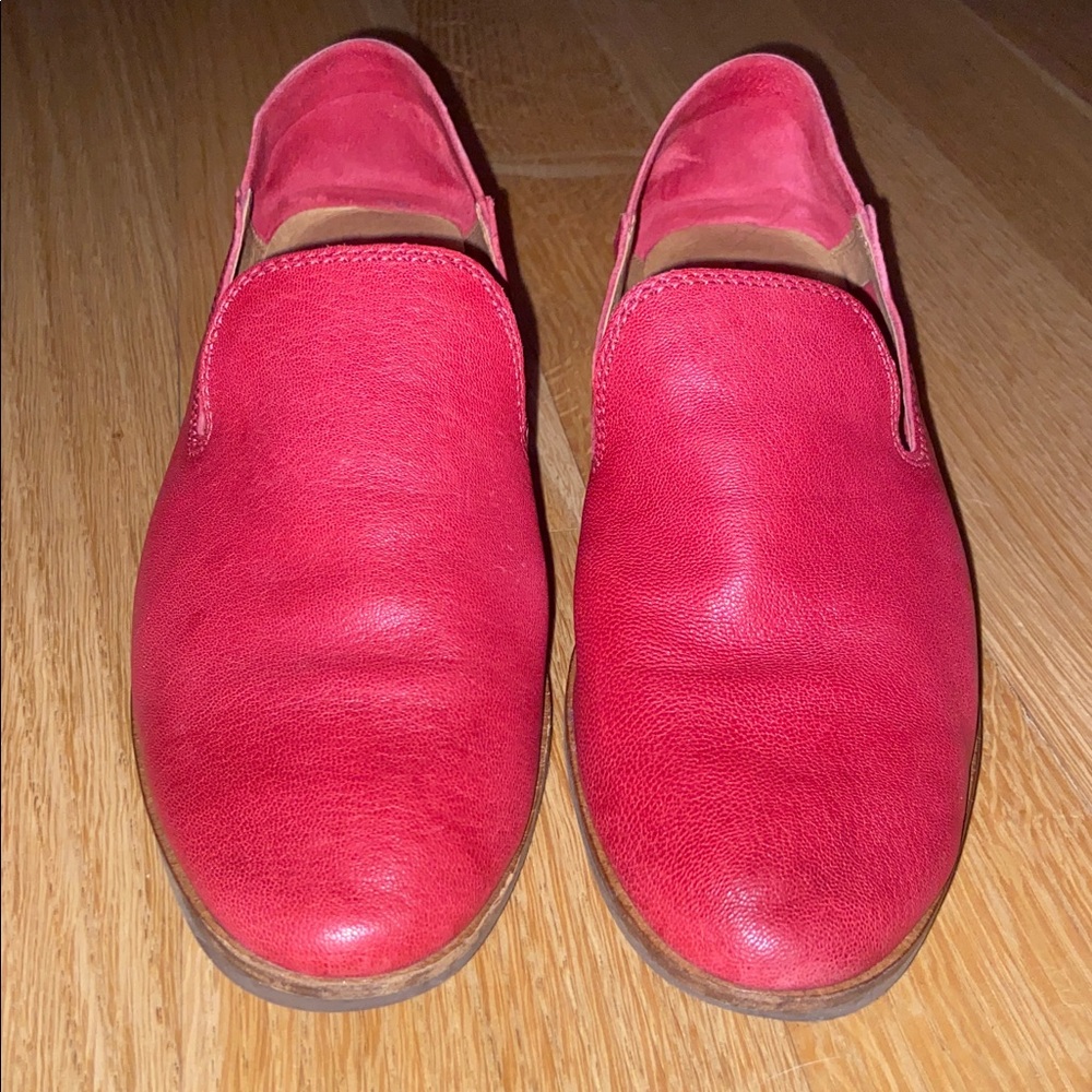 Lucky Brand Preppy Loafers Cahill Flats Slip Ons Mules Shoes Genuine Red Leather